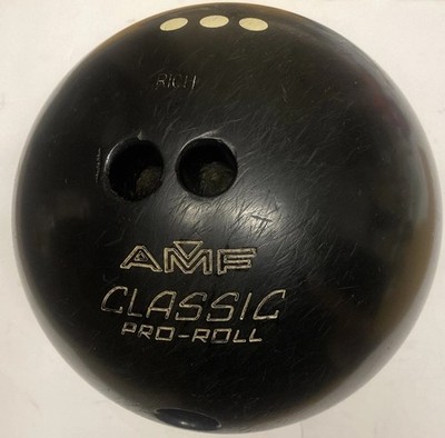 Vintage AMF Classic Pro-Roll Black Three Dot Bowling Ball Approximately 16 Lbs