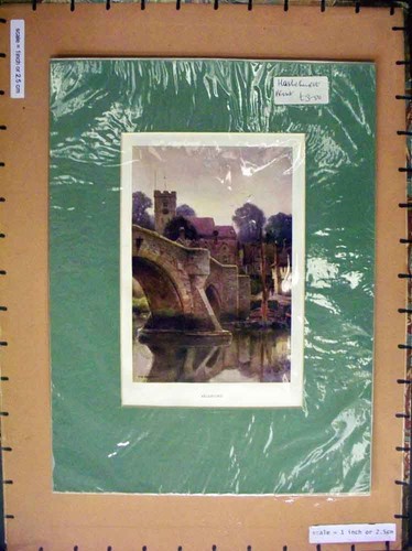 Original Old Antique Print C1790 Colour View Aylesford River Bridge Houses 18th