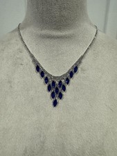 Crystal Necklace Earrings Jewelry Set Royal Blue