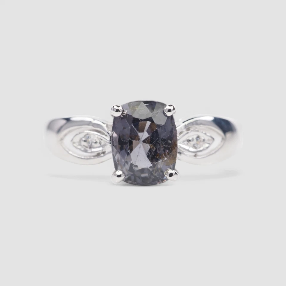 Anéis de joias feitos à mão de prata esterlina 925 Birmânia cinza metálico espinélio 1,10 ct - Imagem 2 de 4