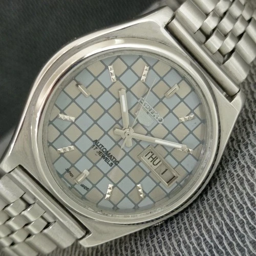 GENUINE VINTAGE SEIKO 5 AUTOMATIC 7009A JAPAN MENS GREY COLOR DIAL WATCH a2483-U
