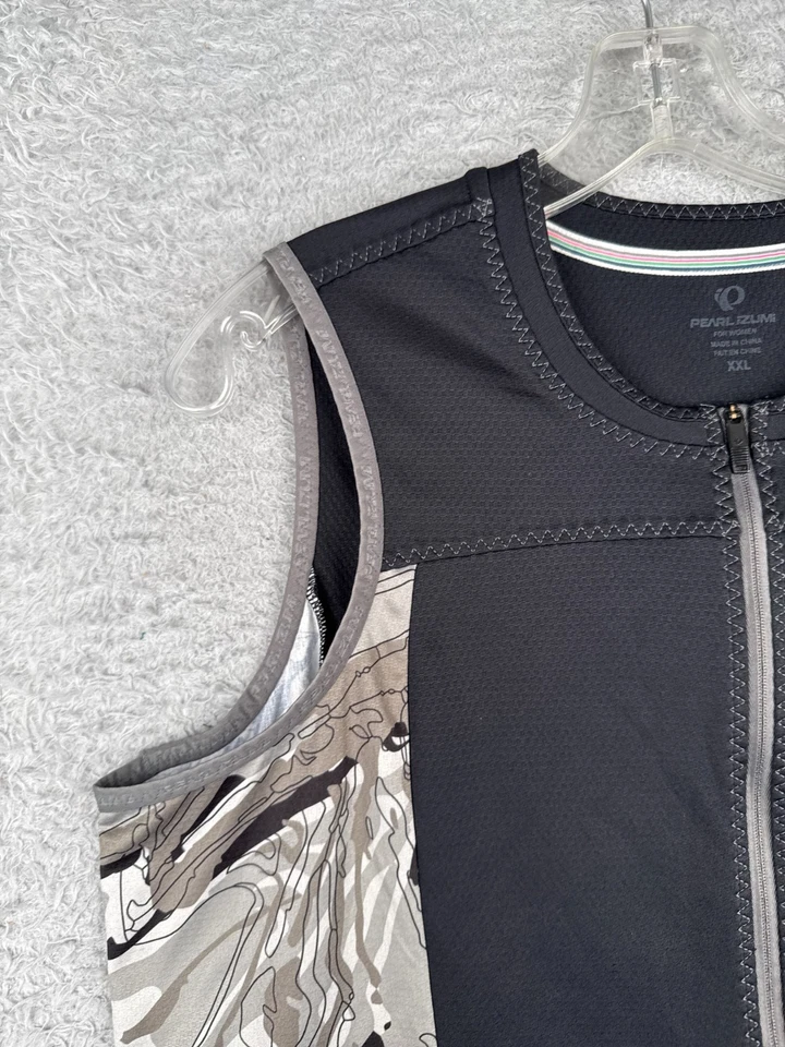 Pearl Izumi Cycling Jersey Women 2XL XXL Black Beige Full Zip Tank Sleeveless - Image 3 of 4