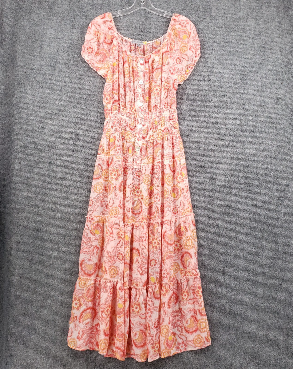 Figueroa & Flower Womens Floral Printed Maxi Dress - Orange - Medium