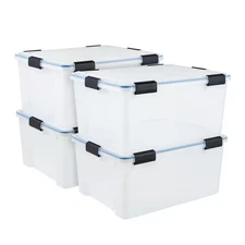 44 Qt. /11 Gal Plastic Storage Bins with Sealed Lids, Clear Gasket Box, Airtight