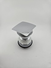 Square Chrome Unslotted Push Basin Waste Click Clack Sink Plug Bathroom Fitting
