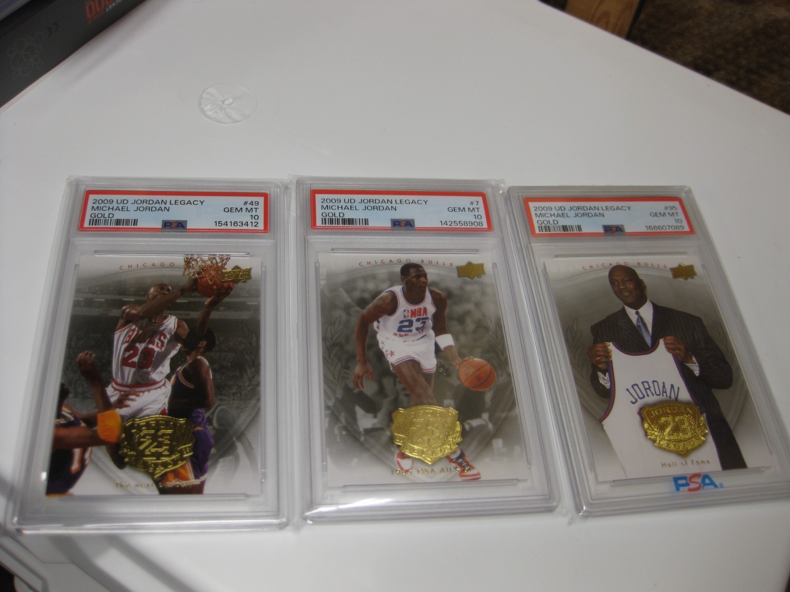 2009 UD Jordan Legacy Michael Jordan Gold # 7, # 49, # 95 PSA 10 - 3 CARD LOT