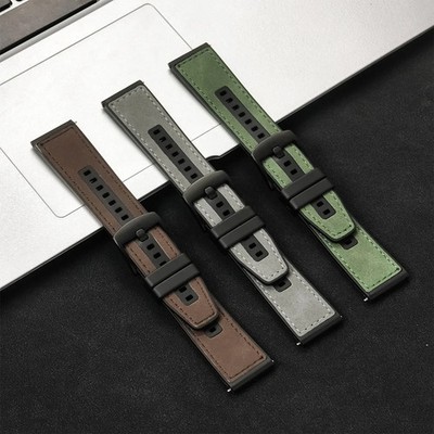 22mm Leather Silicone Strap for Huawei GT5GT4/5Pro & Samsung Galaxy Watch 3 46mm