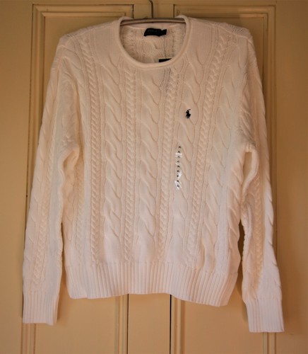 NWT Polo Ralph Lauren Women's White Sweater Size XL 100% Cotton - Picture 2 of 12