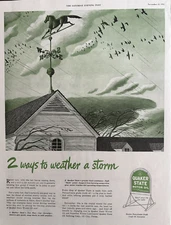 Quaker State Motor Oil Refinging Corp Oil City Penna. Vane Vintage Print Ad 1945