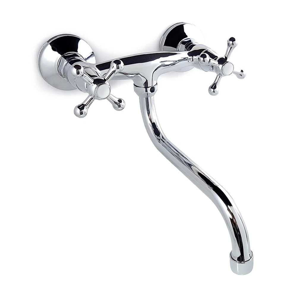 Nostalgie Wasserhahn Bad Retro Waschtisch Armatur Zweigriff Mischbatterie - Bild 2 von 4