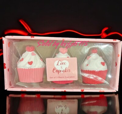 Love And Cupcake 3 Pc Valentines Day Cupcake Pink Love Resin Viral Pastel Treat