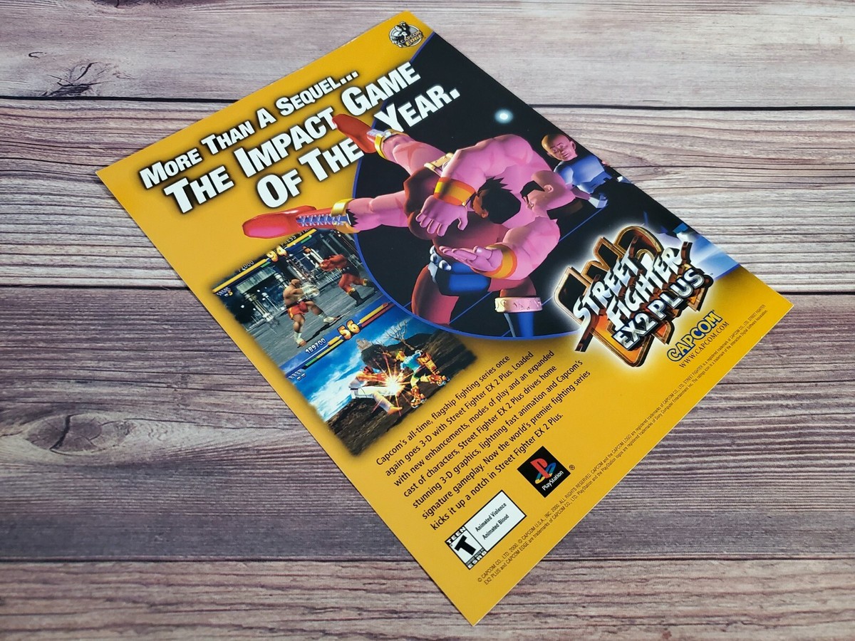 play type ポスター Street Fighter EX2 Plus Playstation 1 PS1 2000 Promo Ad Art