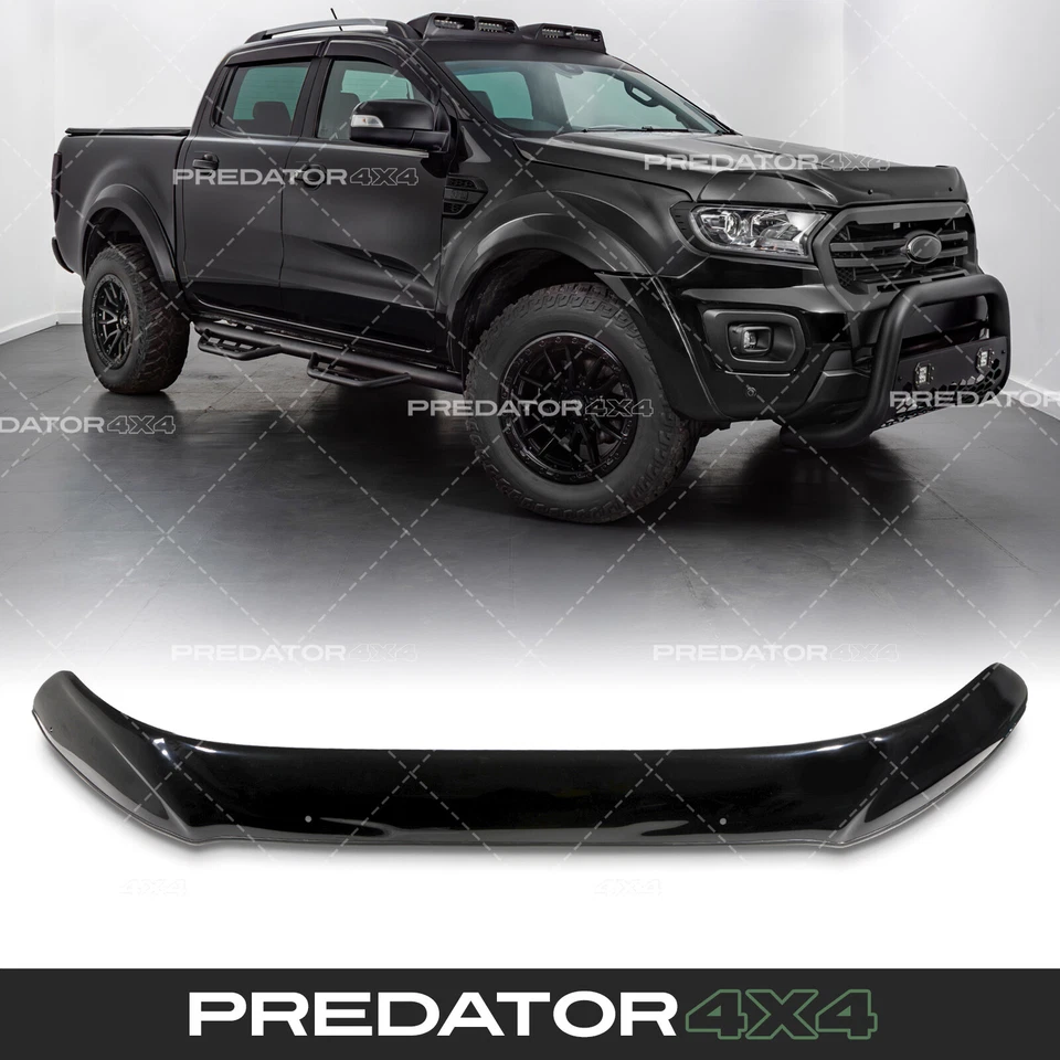 BLACK FRONT BUMPER BONNET GUARD PROTECTOR FOR FORD RANGER T7 T8 2015-2021