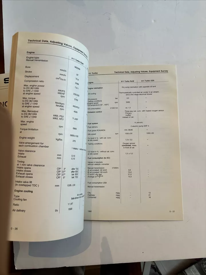 Porsche 911 Carrera 1992 2,4 turbo información de servicio reparación Foto 4 de 4