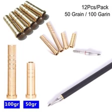 12Pcs 50 Grain /100 Grain Heavy Weight Inserts Arrow Brass Inserts Base ID 6.2mm