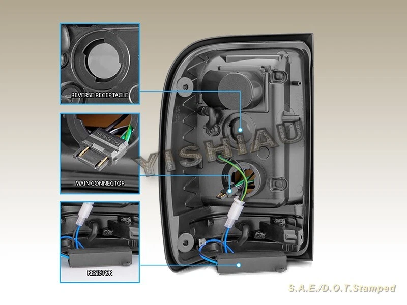 2001-2011 FORD RANGER C-BAR LED TAIL LIGHTS LEFT RIGHT LAMPS ASSEMBLY CHROME - Image 2 of 4