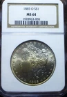 BEAUTIFUL RAINBOW TONED 1885-O MS64 MORGAN $1 - NGC