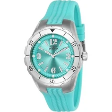 Invicta Women's Watch Angel Silver Case Light Blue Silicone Rubber Strap 24124