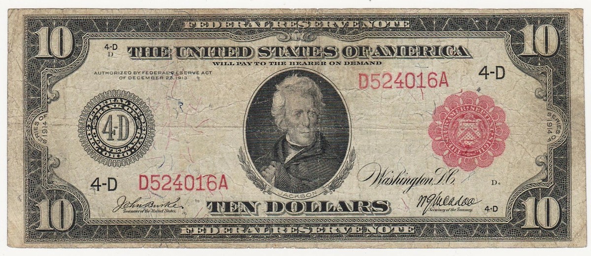 ア*イ様 ☆レア☆ アメリカ 旧紙幣 10ドル札 1914年 ア*イ様 ☆レア