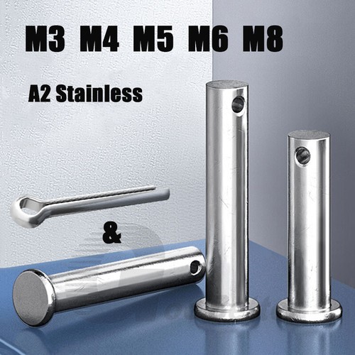 Clevis Pins & Split Pins Stainless A2 Flat Head Pins With Hole M3 M4 M5 M6 M8 - Picture 1 of 8
