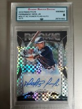 FERNANDO TATIS JR 2019 PRIZM ROOKIE POWER PLAID AUTO #'D 30/75. DSG NM/MINT 8