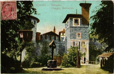 Old postcard AK TURIN Valentino, Medieval Village Italy (542775)