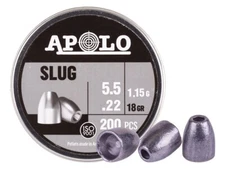 APOLO Slug HP 200 Count HOLLOW POINT 5.5mm .22 Caliber 18gr Airgun Pellets