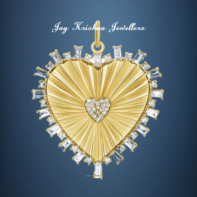 Baguette Diamant Herz Sunburst Anhänger, 925 Silber Vergoldet Dainty Halskette