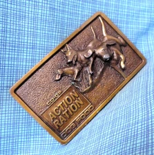 Farmers Coop Action Ration Dog Food Promo Belt Buckle Vtg Francis & Lucky.GMP102