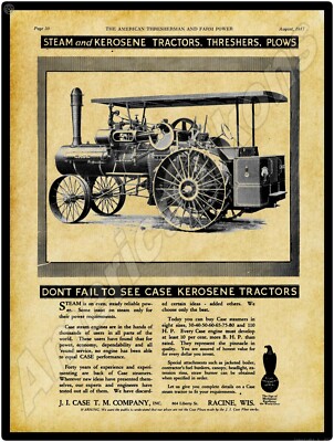 1917 Case Steam Engines & Tractors New Metal Sign: Racine, Wisconsin