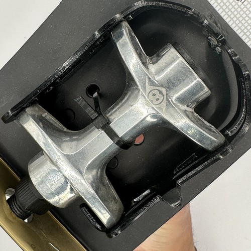 Origin8 Road Alloy Quill Pedals Pair 1/2" Black Silver Toe Clip Wellgo 888 - Picture 3 of 7
