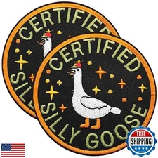 Magsaddle 2 Pack Funny Goose Patch, Hook and Loop Embroidered Patch, Cute Ani