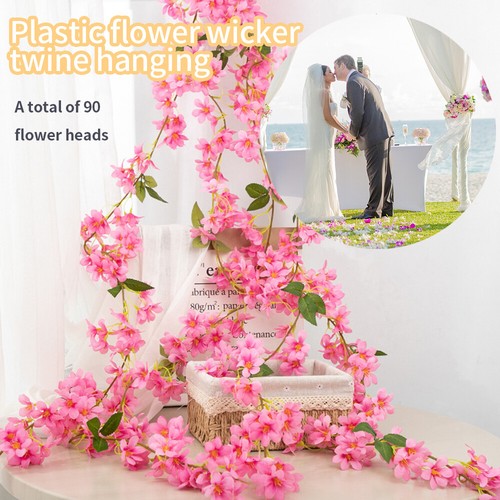 Planta guirnalda artificial para decoración de boda enredadera colgante flor falsa de ratán cerezo - Imagen 3 de 29