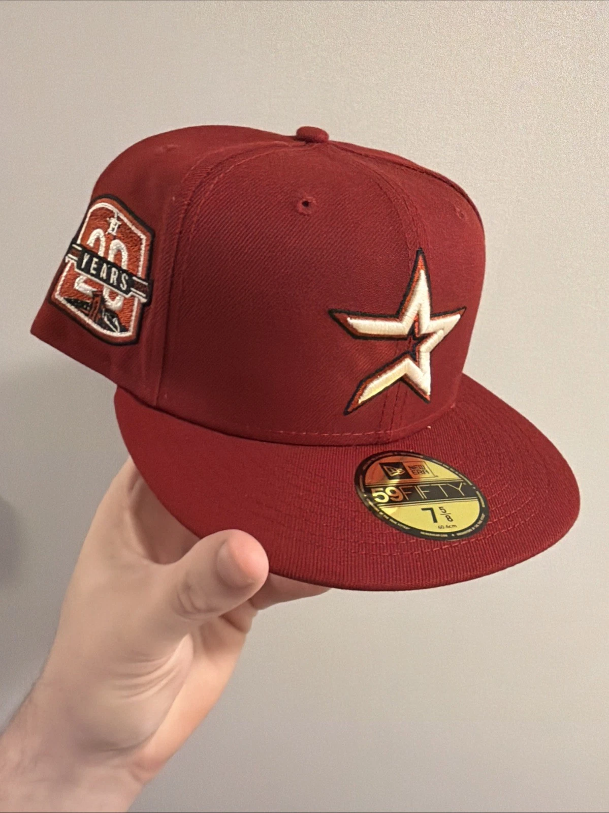 New Era Houston Astros 20 Years Brick Red Peach UV 59Fifty Fitted Hat 7 5/8