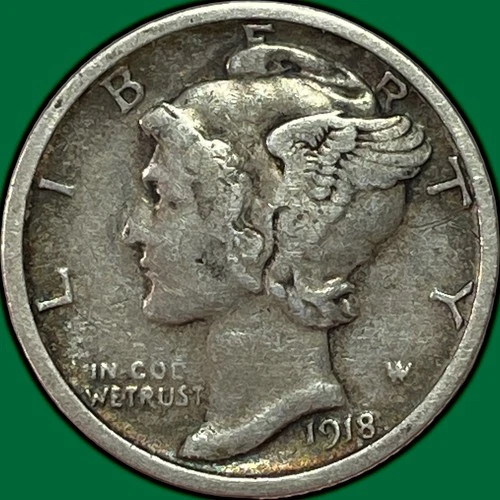 1918 Mercury Dime Choice Very Fine VF+ Coin #36857
