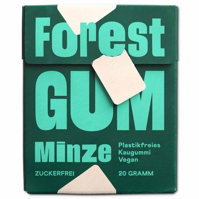 (77,50 /1kg) Forest Gum Minze, plastikfreies Kaugummi, 20g Packung