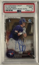 2016 Bowman Draft #CDACB Cavan Biggio Chrome Draft Picks Auto PSA 9