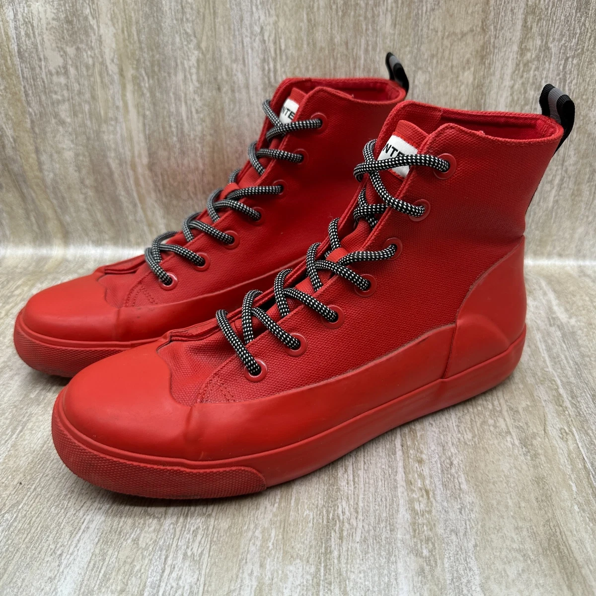 Hunter for Target Canvas Dipped RED Ankle Rain Boots Men‎ 7.5 Women 9.5 NICE Hunter for Target Canvas Dipped RED Ankle Rain Boots Men 7.5  main image 2