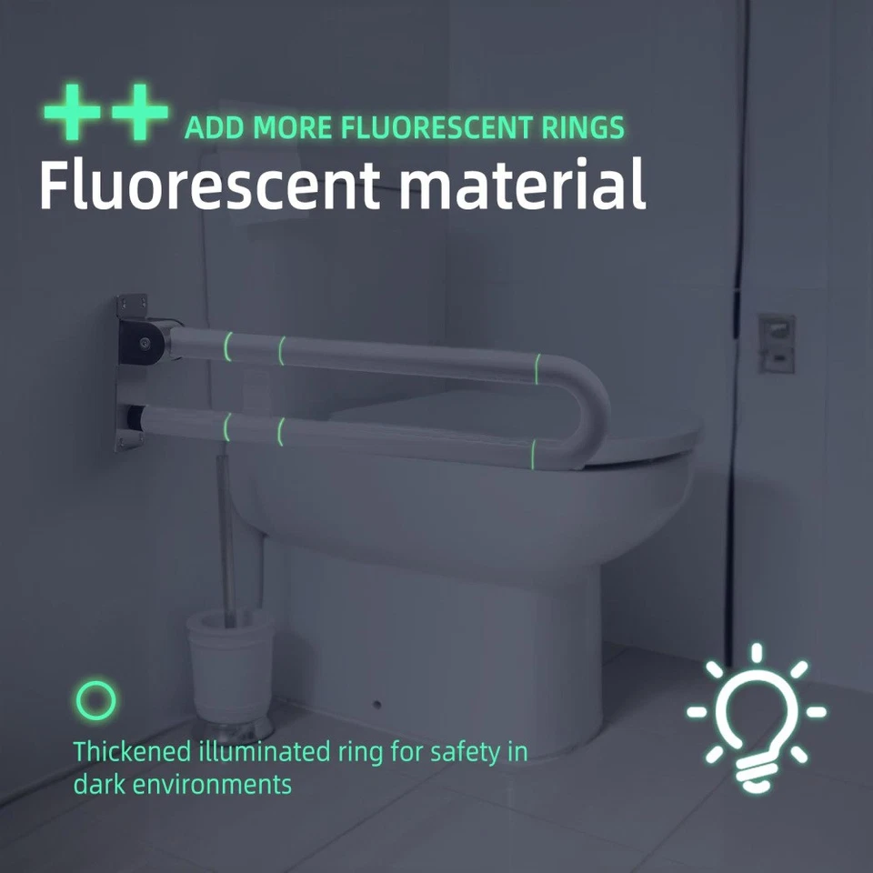 WC Toilette Stützklappgriff Behinderte Aufstehhilfe Edelstahl Haltegriff 300KG, - Bild 4 von 4