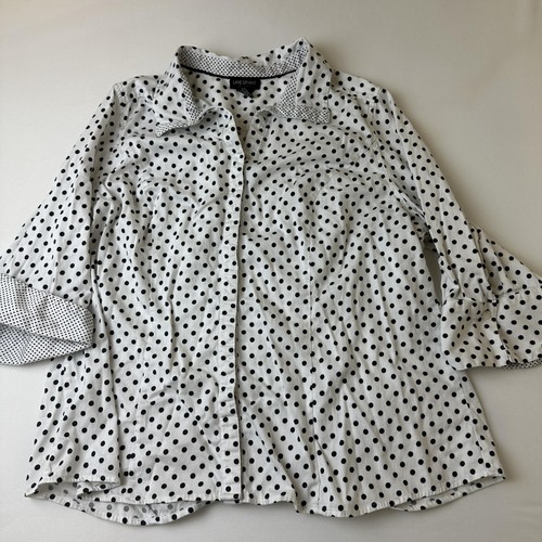 Lane Bryant Shirt Damen 22 24 W gepunktet Knopfleiste 3 4 Ärmel Übergröße Oberteil