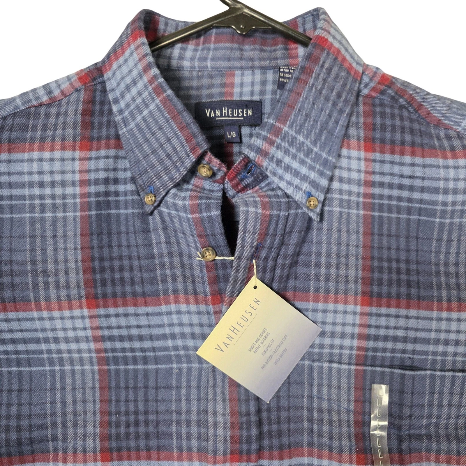 Van Heusen Flannel Shirt Mens Outdoor Large Lumberjack Plaid New NWT Cotton
