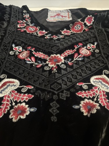 Women’s Johnny Was Laura Velvet Pull On Tunic Black With Embroidery Size XL - Picture 4 of 10