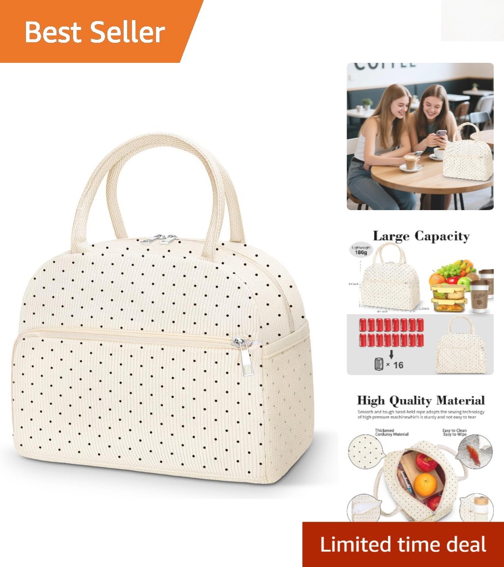 Versatile Reusable Corduroy Lunch Bag - Large Capacity, Thermal Protection