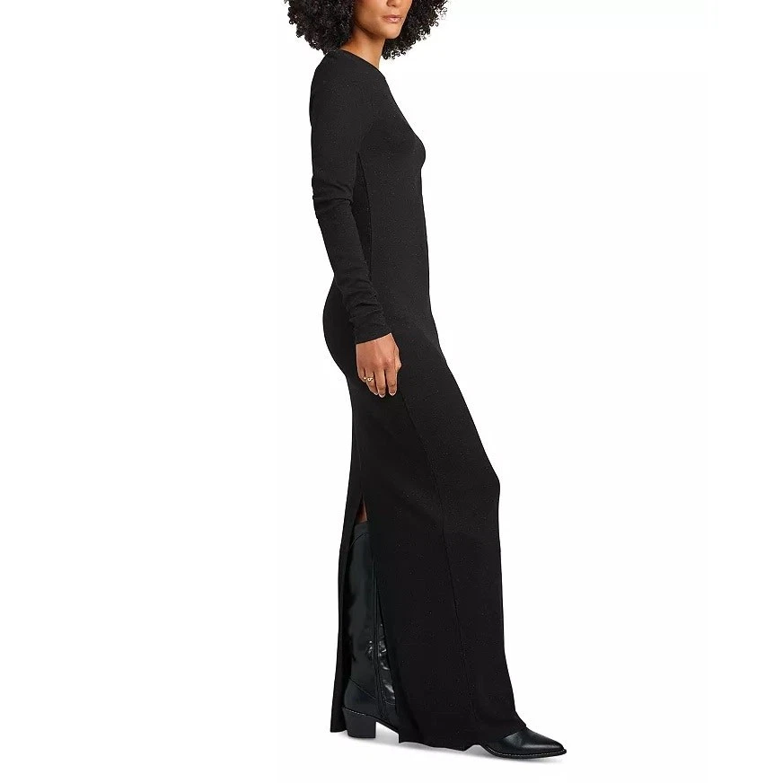 Splendid Women Black Shimmer Knit Viscose Isabella Evening Slit Dress Size S - Image 3 of 4