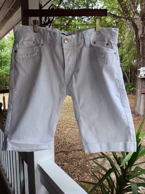 Y. Two Jeans  Italian White Denim Button Fly Shorts  Mens 38