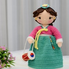 Korean Girl Crochet Doll, Handmade Crochet Amigurumi Gift, Amigurumi Doll