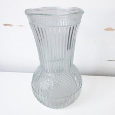Clear Glass Vase Ribbed Body Round Bottom Flower Home Decor Modern Farmhouse