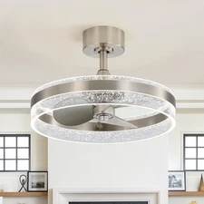 20in Nickel Bladeless Ceiling Fan with Dimmable LED Smart APP and Remote Control