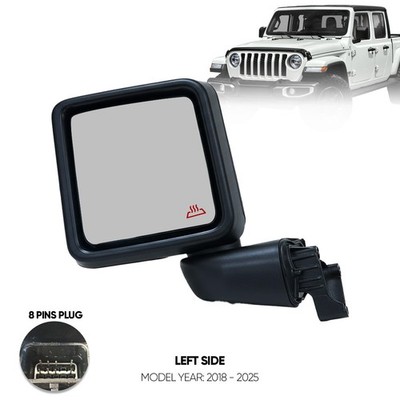 Wrangler Gladiator Jeep Mirror Electric Heated W Bliss  Left Driver 2018 To 2025