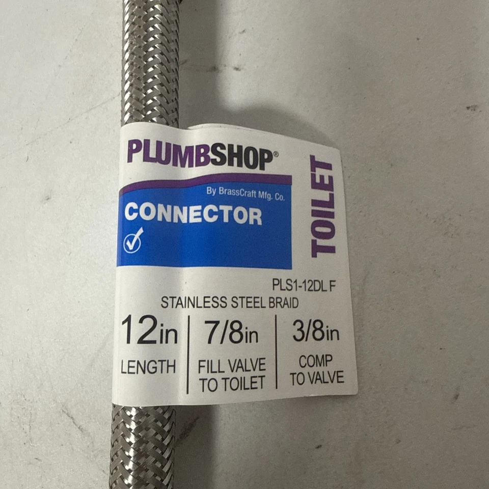 (КОРОБКА ИЗ 25) Plumb Shop PLS1-12DLF туалетный разъем 12 дюймов - 3/8 дюйма комп. to Valve - Изображение 2 из 4